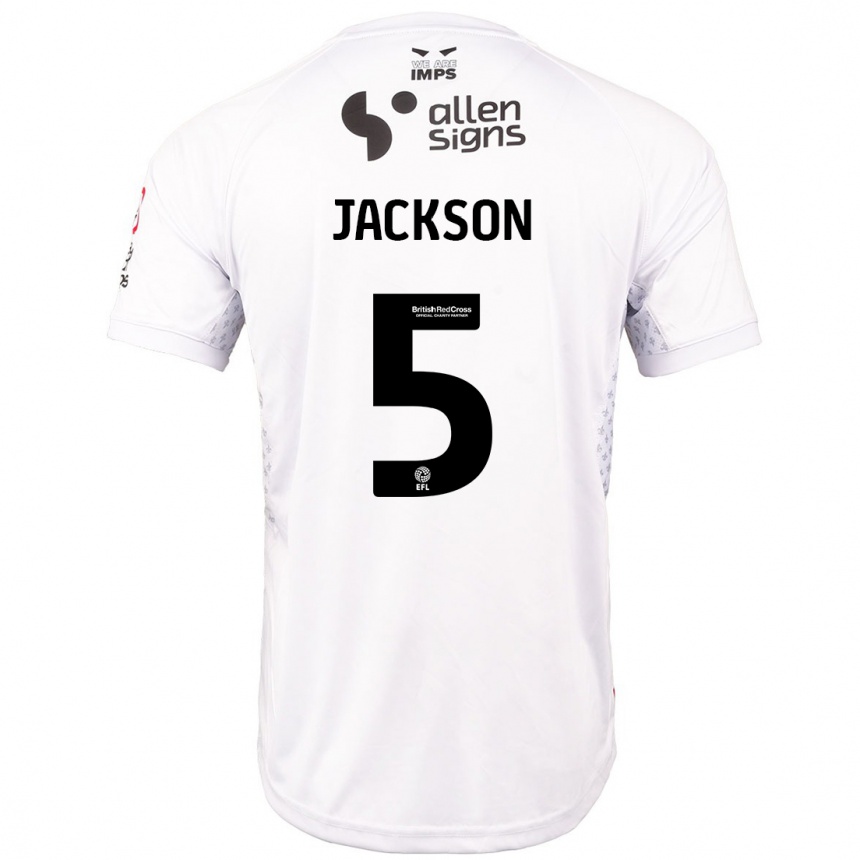 Kids Football Adam Jackson #5 Red White Away Jersey 2024/25 T-Shirt