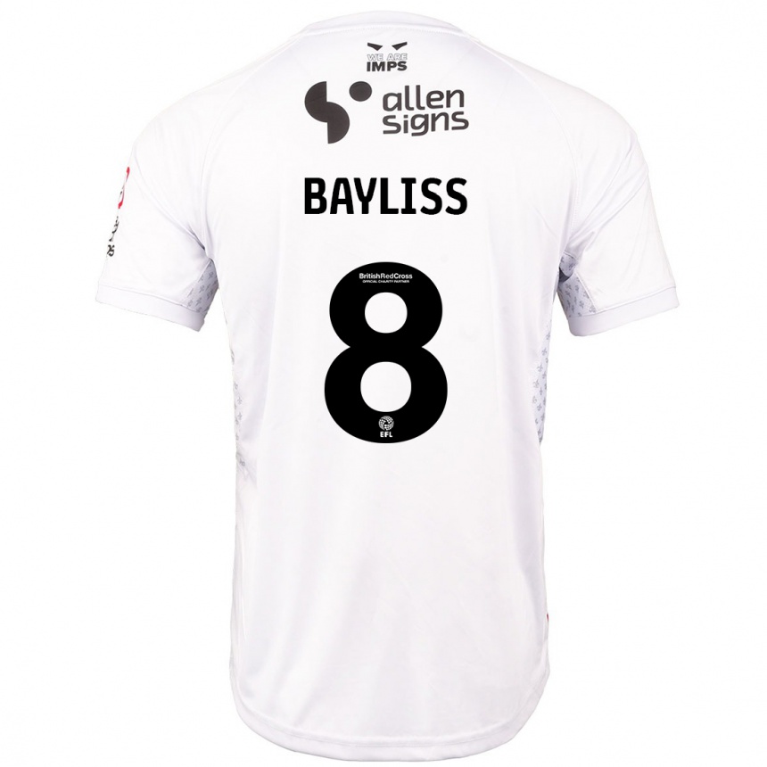 Kids Football Tom Bayliss #8 Red White Away Jersey 2024/25 T-Shirt