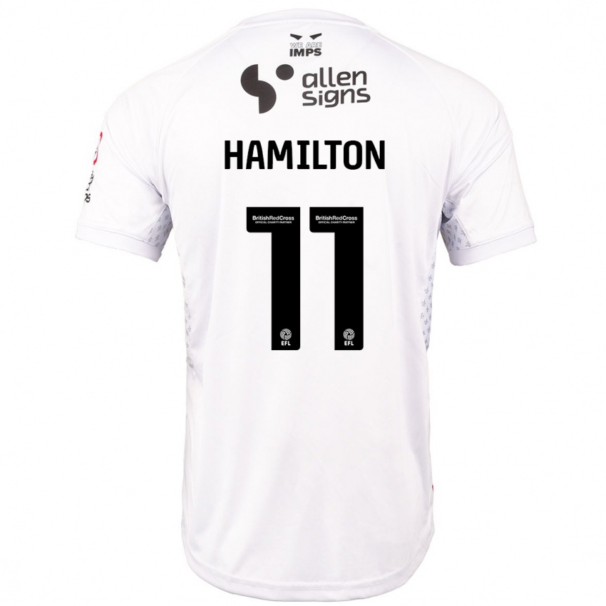 Kids Football Ethan Hamilton #11 Red White Away Jersey 2024/25 T-Shirt