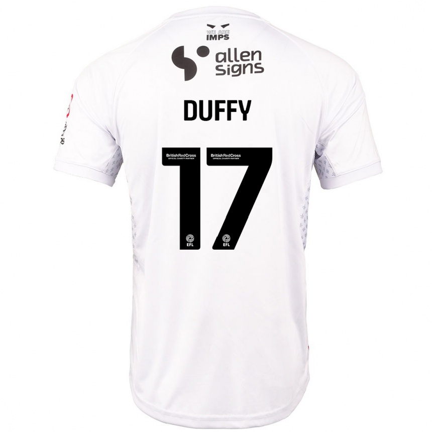 Kids Football Dylan Duffy #17 Red White Away Jersey 2024/25 T-Shirt