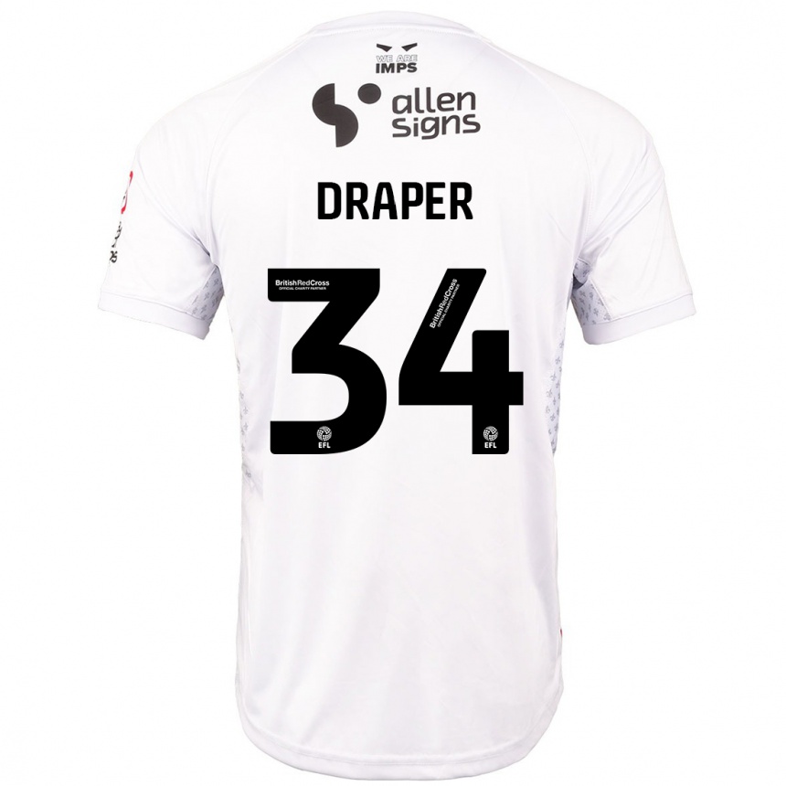 Kids Football Freddie Draper #34 Red White Away Jersey 2024/25 T-Shirt