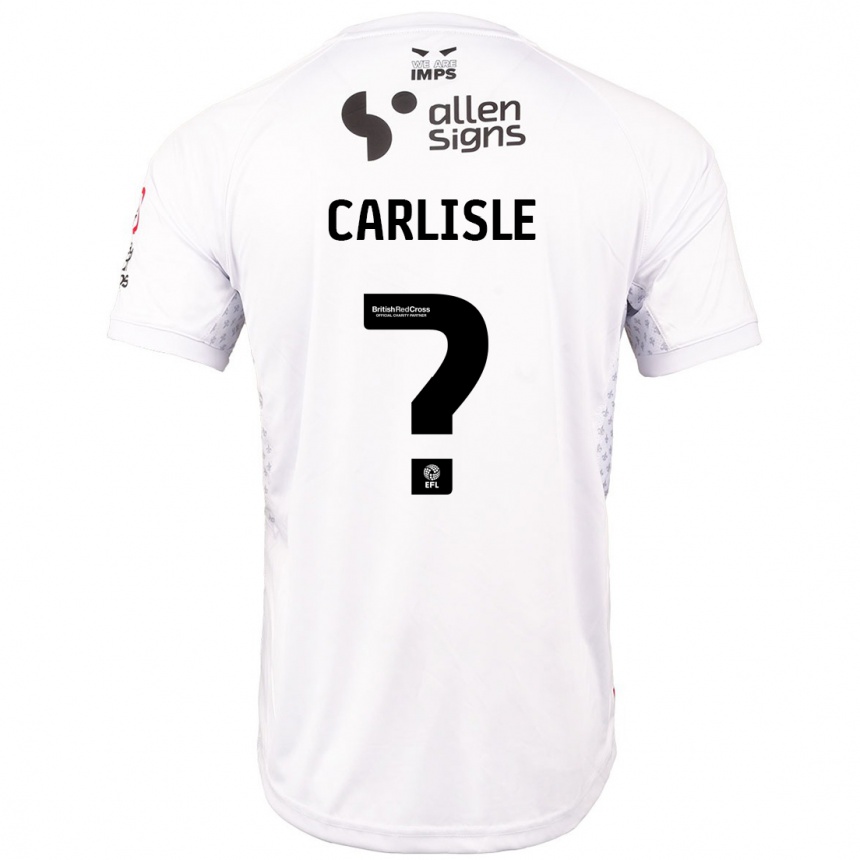 Kids Football Charlie Carlisle #0 Red White Away Jersey 2024/25 T-Shirt