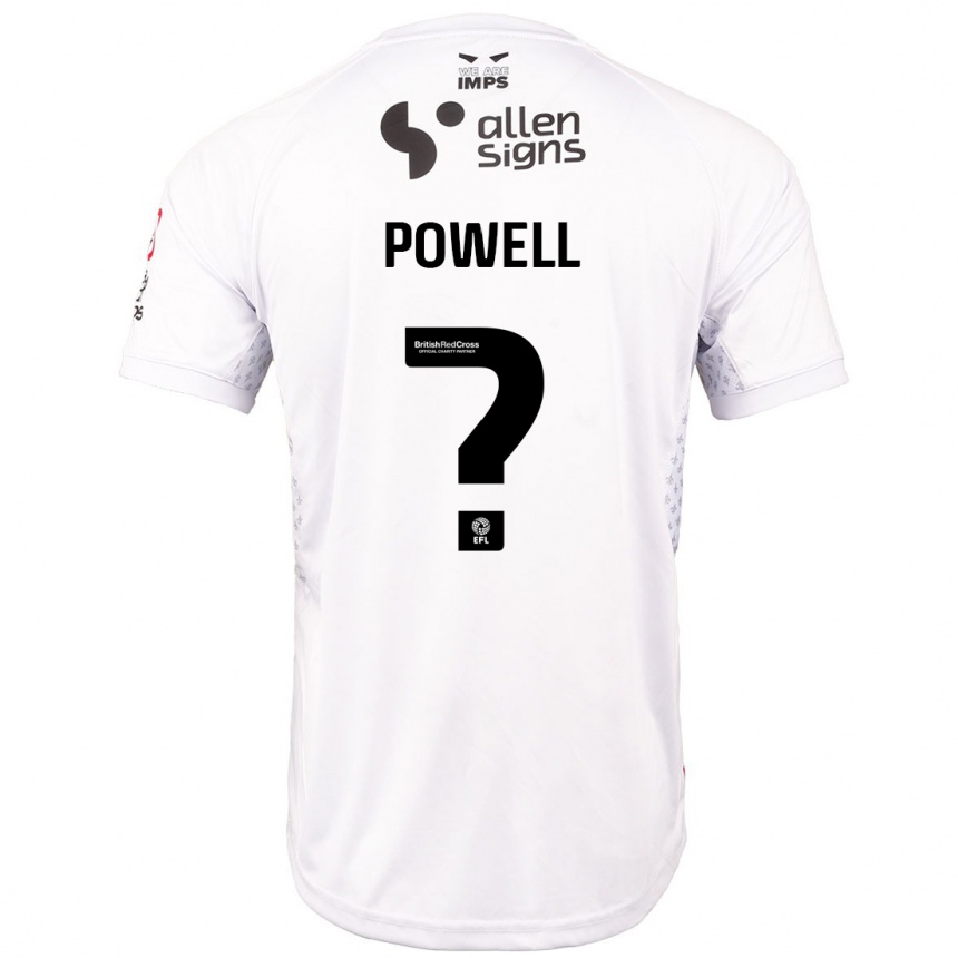 Kids Football Darryl Powell #0 Red White Away Jersey 2024/25 T-Shirt