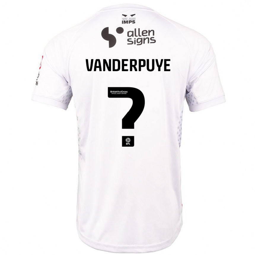 Kids Football Daniel Vanderpuye #0 Red White Away Jersey 2024/25 T-Shirt