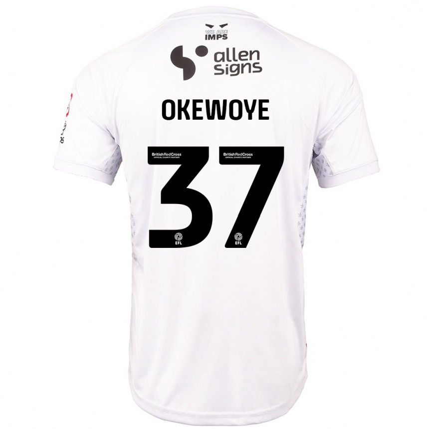 Kids Football Gbolahan Okewoye #37 Red White Away Jersey 2024/25 T-Shirt