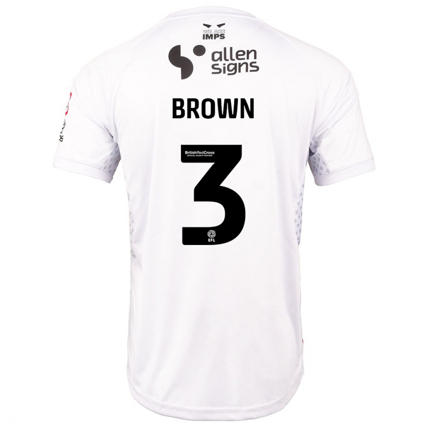 Kids Football Jaden Brown #3 Red White Away Jersey 2024/25 T-Shirt