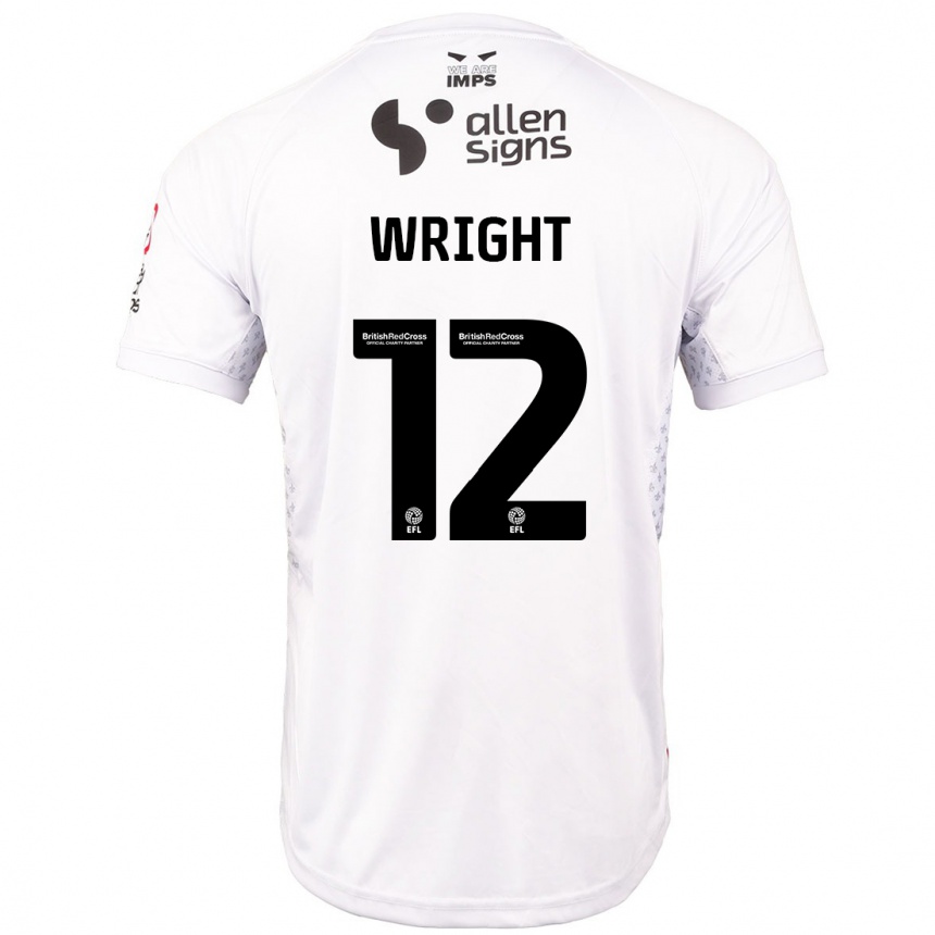 Kids Football Jordan Wright #12 Red White Away Jersey 2024/25 T-Shirt