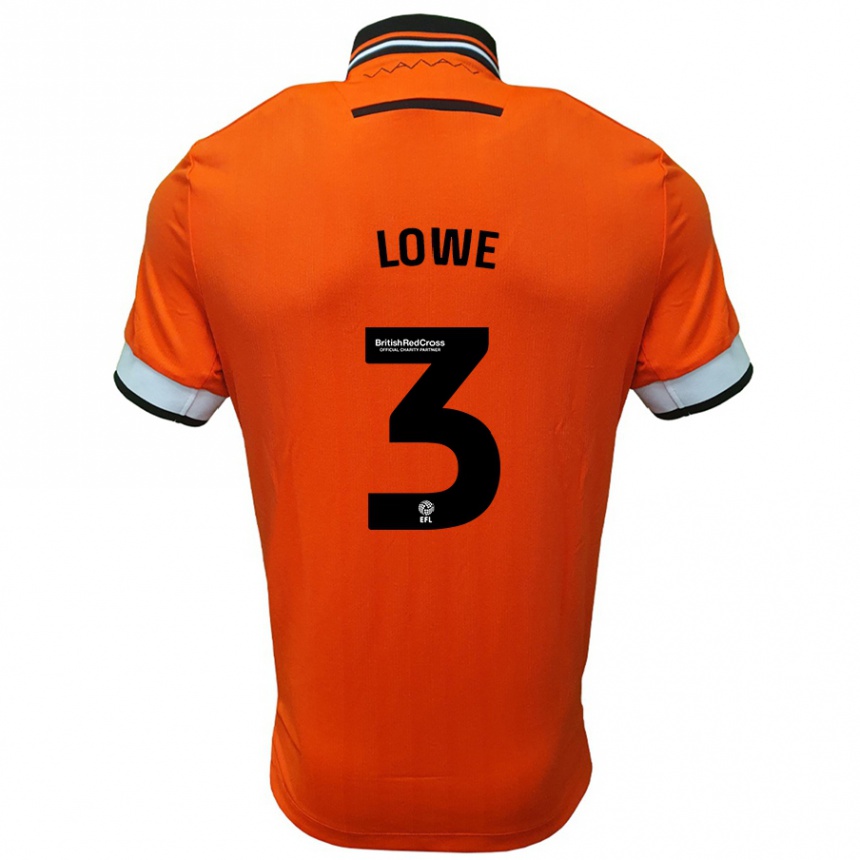 Kids Football Max Lowe #3 Orange White Away Jersey 2024/25 T-Shirt