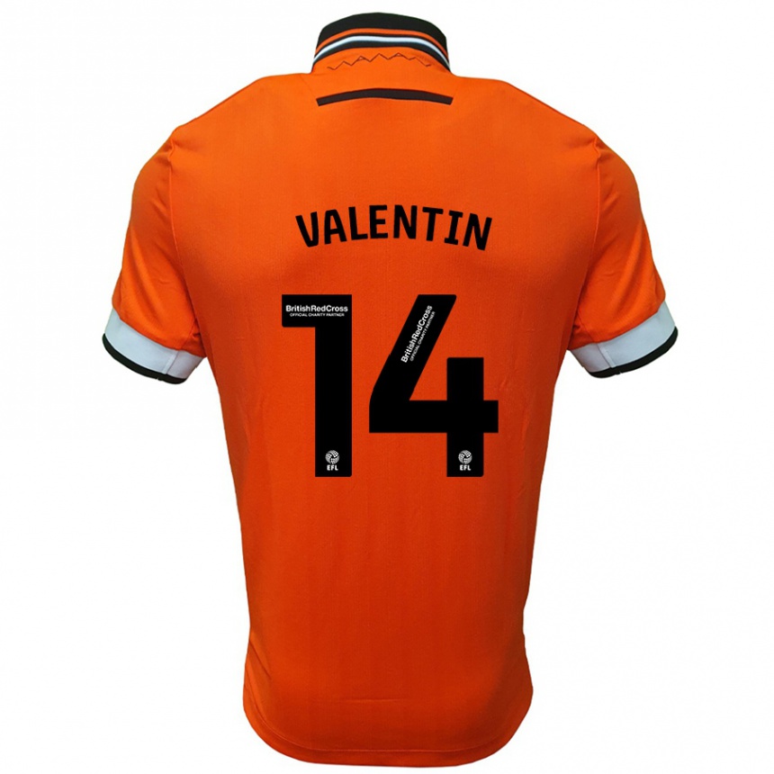 Kids Football Pol Valentín #14 Orange White Away Jersey 2024/25 T-Shirt