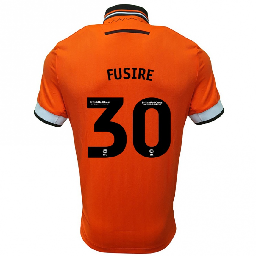 Kids Football Sean Fusire #30 Orange White Away Jersey 2024/25 T-Shirt