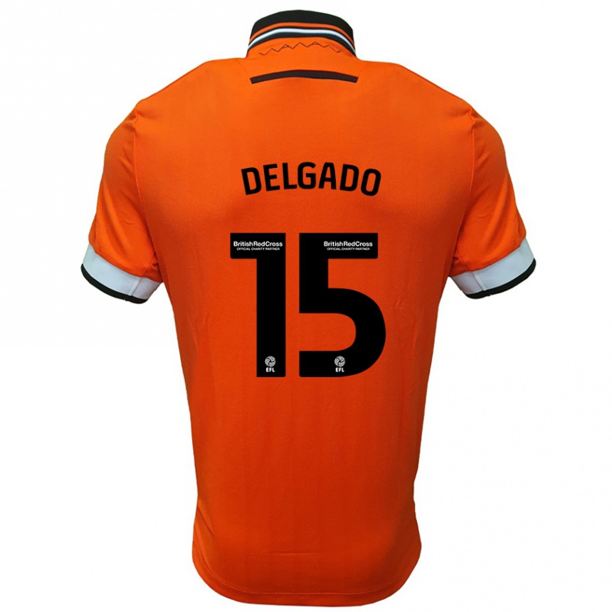 Kids Football Juan Delgado #15 Orange White Away Jersey 2024/25 T-Shirt