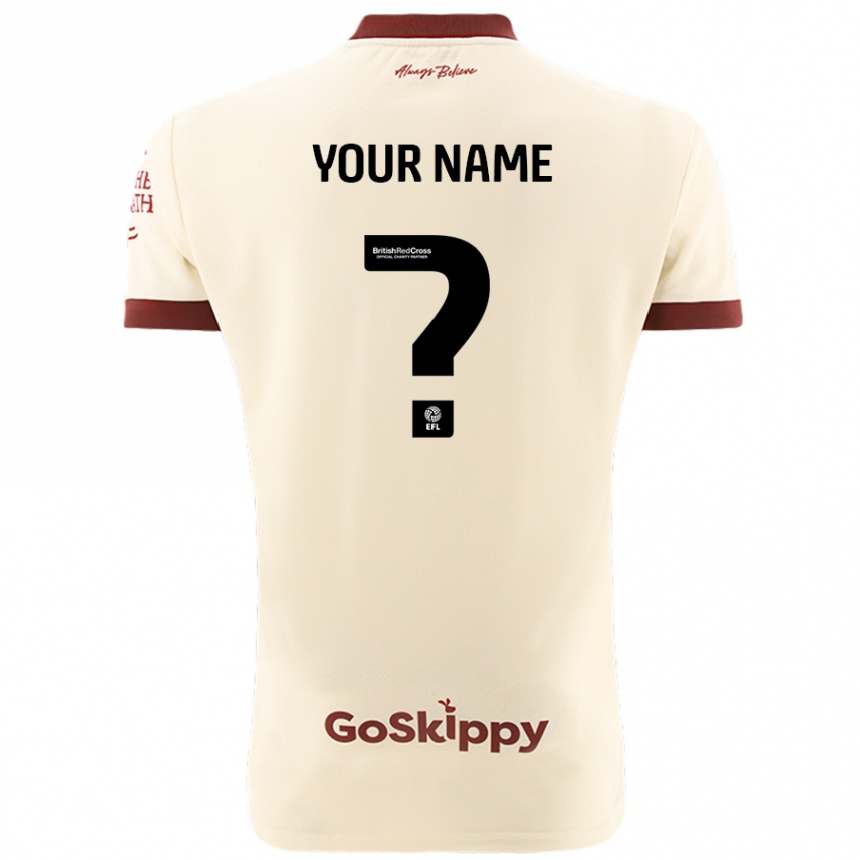 Kids Football Your Name #0 Cream White Away Jersey 2024/25 T-Shirt