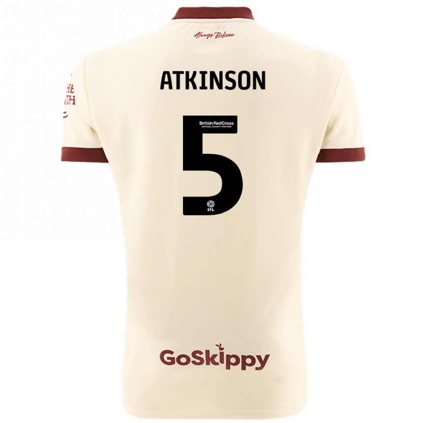 Kids Football Rob Atkinson #5 Cream White Away Jersey 2024/25 T-Shirt