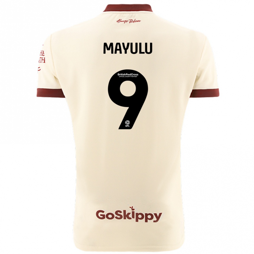 Kids Football Fally Mayulu #9 Cream White Away Jersey 2024/25 T-Shirt