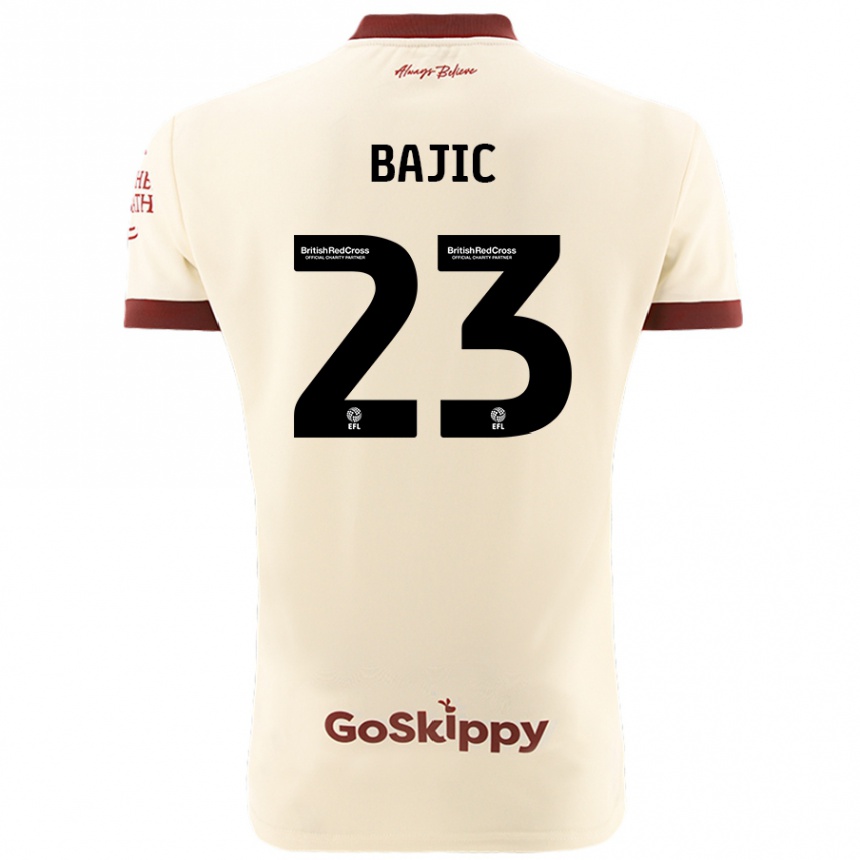 Kids Football Stefan Bajic #23 Cream White Away Jersey 2024/25 T-Shirt