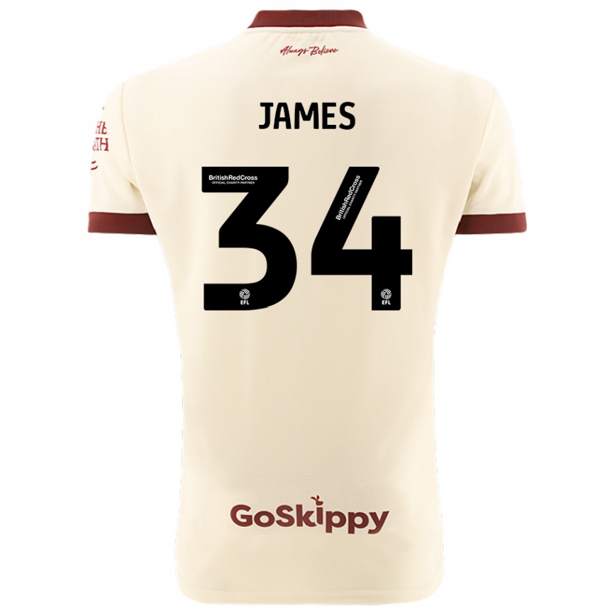 Kids Football Joseph James #34 Cream White Away Jersey 2024/25 T-Shirt