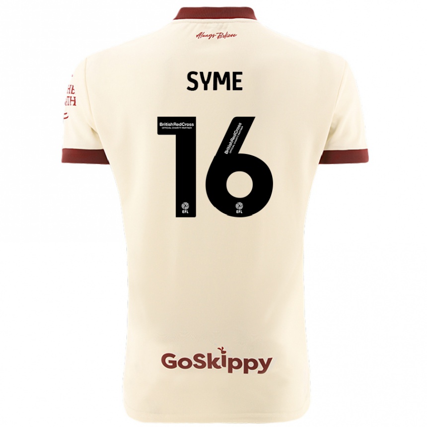 Kids Football Emily Syme #16 Cream White Away Jersey 2024/25 T-Shirt