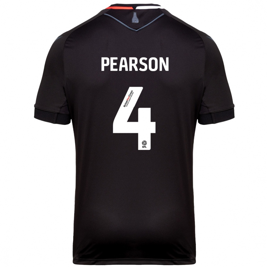 Kids Football Ben Pearson #4 Black Away Jersey 2024/25 T-Shirt