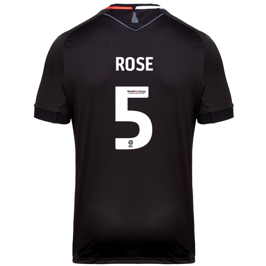 Kids Football Michael Rose #5 Black Away Jersey 2024/25 T-Shirt