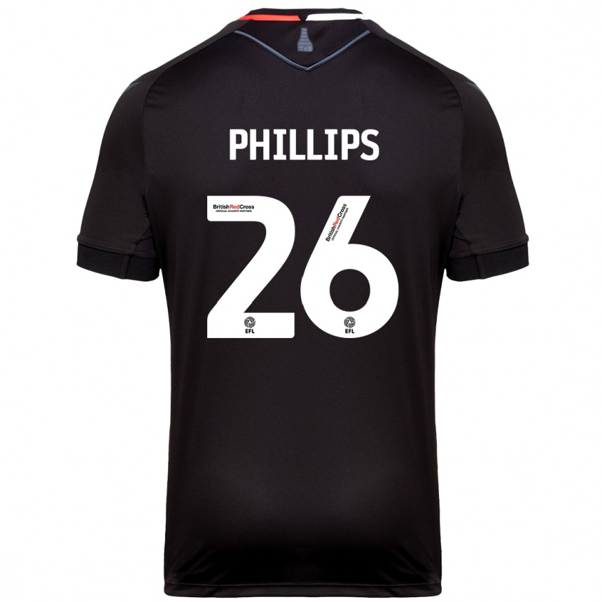 Kids Football Ashley Phillips #26 Black Away Jersey 2024/25 T-Shirt