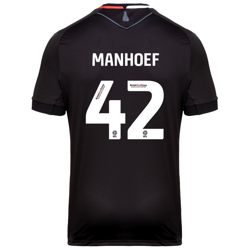 Kids Football Million Manhoef #42 Black Away Jersey 2024/25 T-Shirt