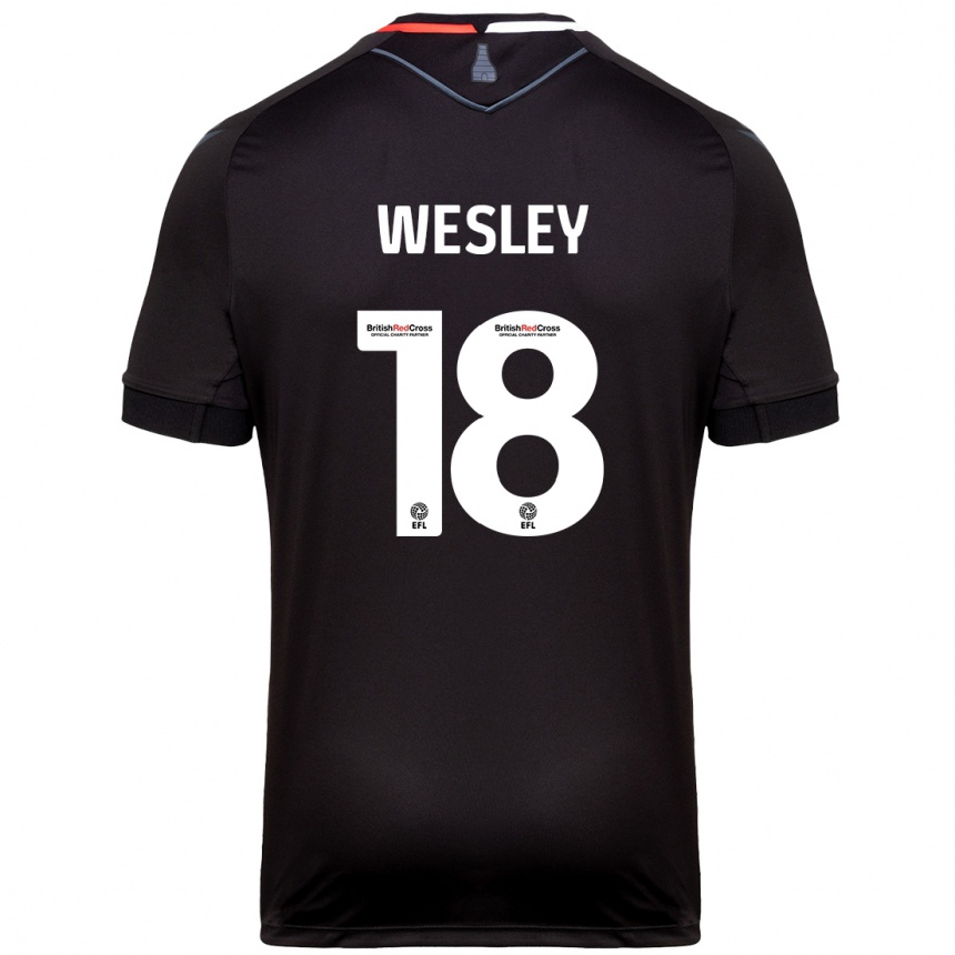 Kids Football Wesley Moraes #18 Black Away Jersey 2024/25 T-Shirt