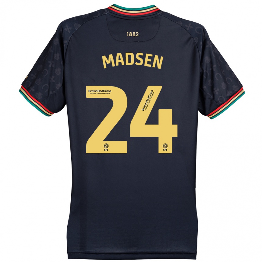 Kids Football Nicolas Madsen #24 Dark Navy Blue Away Jersey 2024/25 T-Shirt