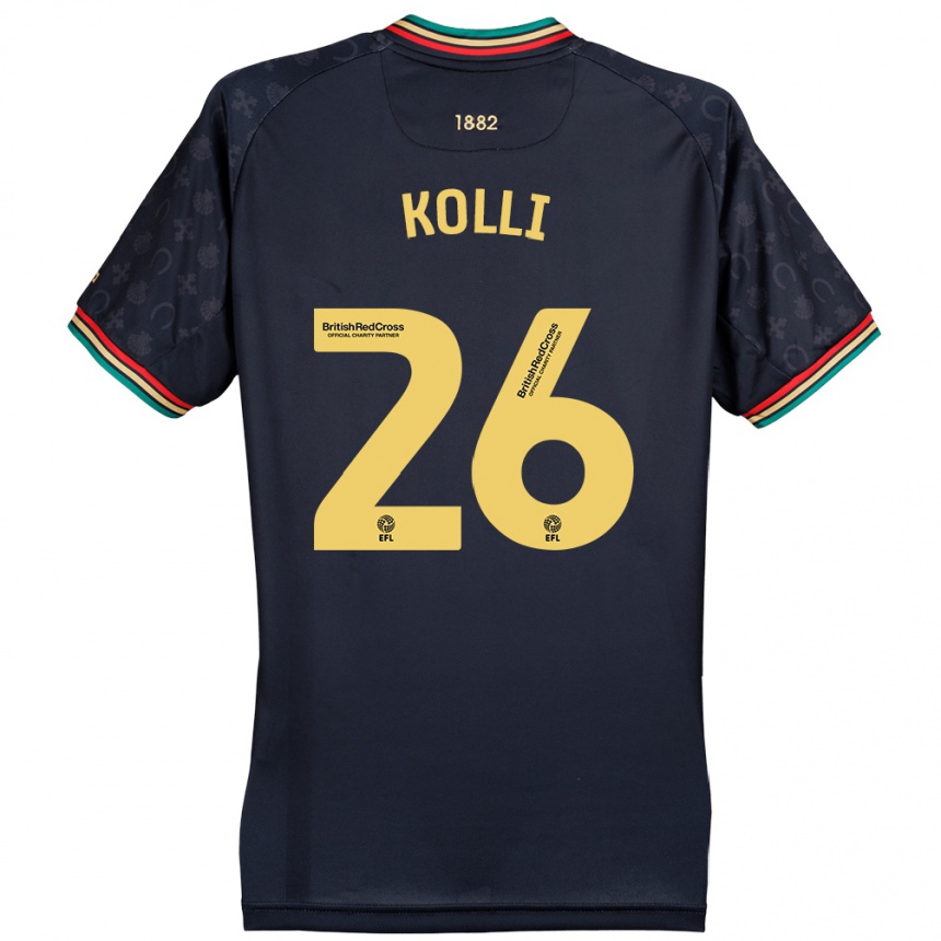 Kids Football Rayan Kolli #26 Dark Navy Blue Away Jersey 2024/25 T-Shirt