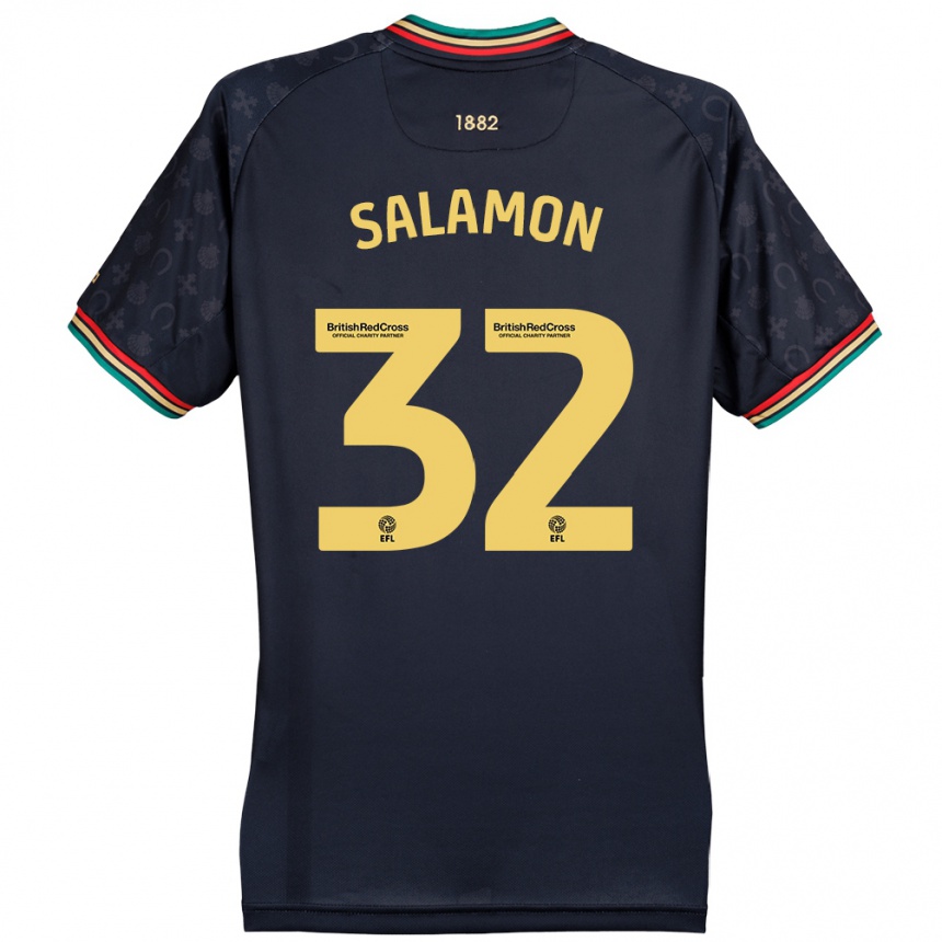 Kids Football Matteo Salamon #32 Dark Navy Blue Away Jersey 2024/25 T-Shirt