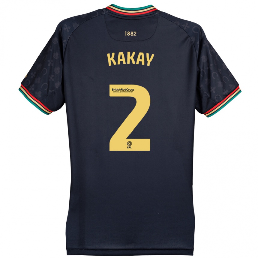 Kids Football Osman Kakay #2 Dark Navy Blue Away Jersey 2024/25 T-Shirt