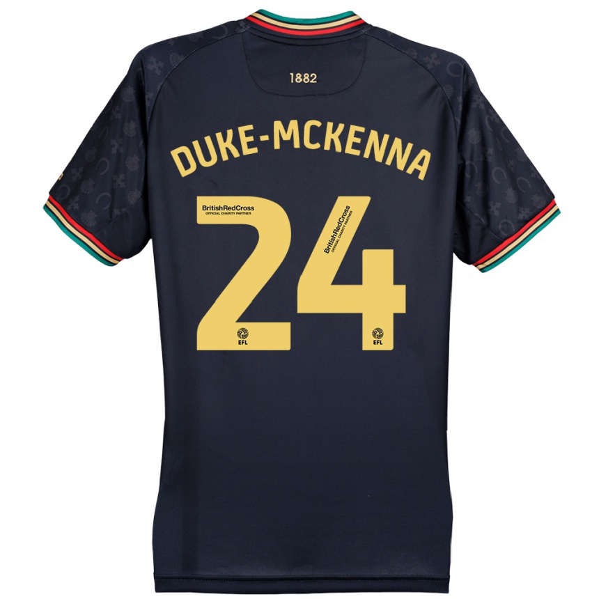 Kids Football Stephen Duke-Mckenna #24 Dark Navy Blue Away Jersey 2024/25 T-Shirt