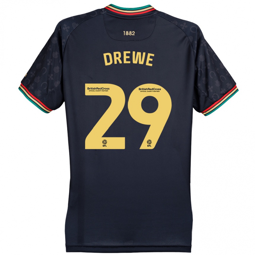 Kids Football Aaron Drewe #29 Dark Navy Blue Away Jersey 2024/25 T-Shirt