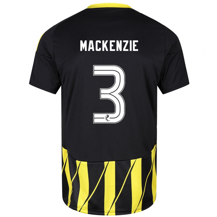 Kids Football Jack Mackenzie #3 Black Yellow Away Jersey 2024/25 T-Shirt