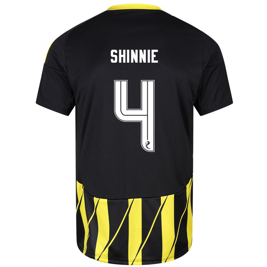 Kids Football Graeme Shinnie #4 Black Yellow Away Jersey 2024/25 T-Shirt