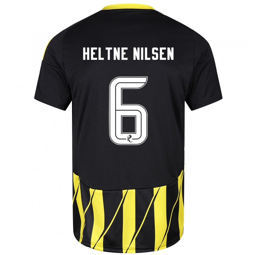 Kids Football Sivert Heltne Nilsen #6 Black Yellow Away Jersey 2024/25 T-Shirt