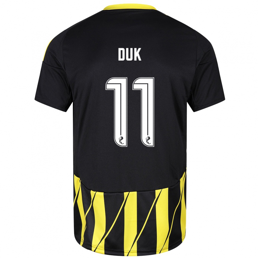 Kids Football Duk #11 Black Yellow Away Jersey 2024/25 T-Shirt