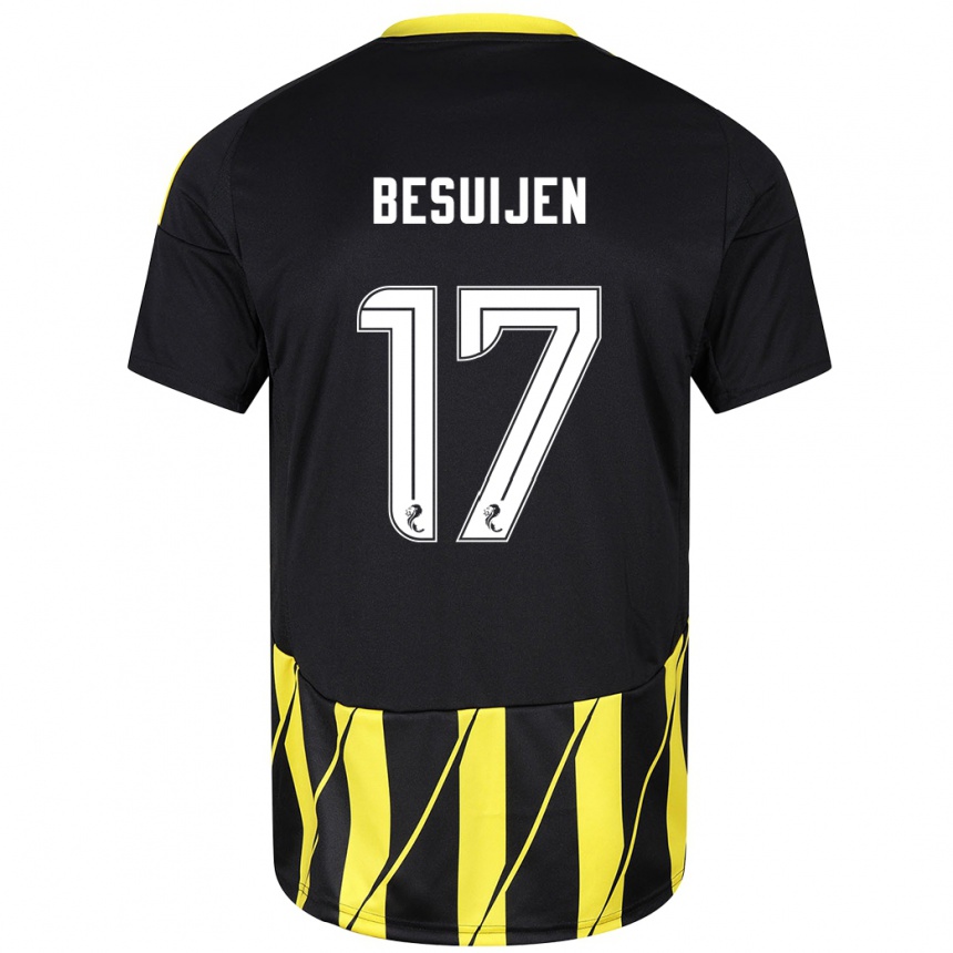 Kids Football Vicente Besuijen #17 Black Yellow Away Jersey 2024/25 T-Shirt