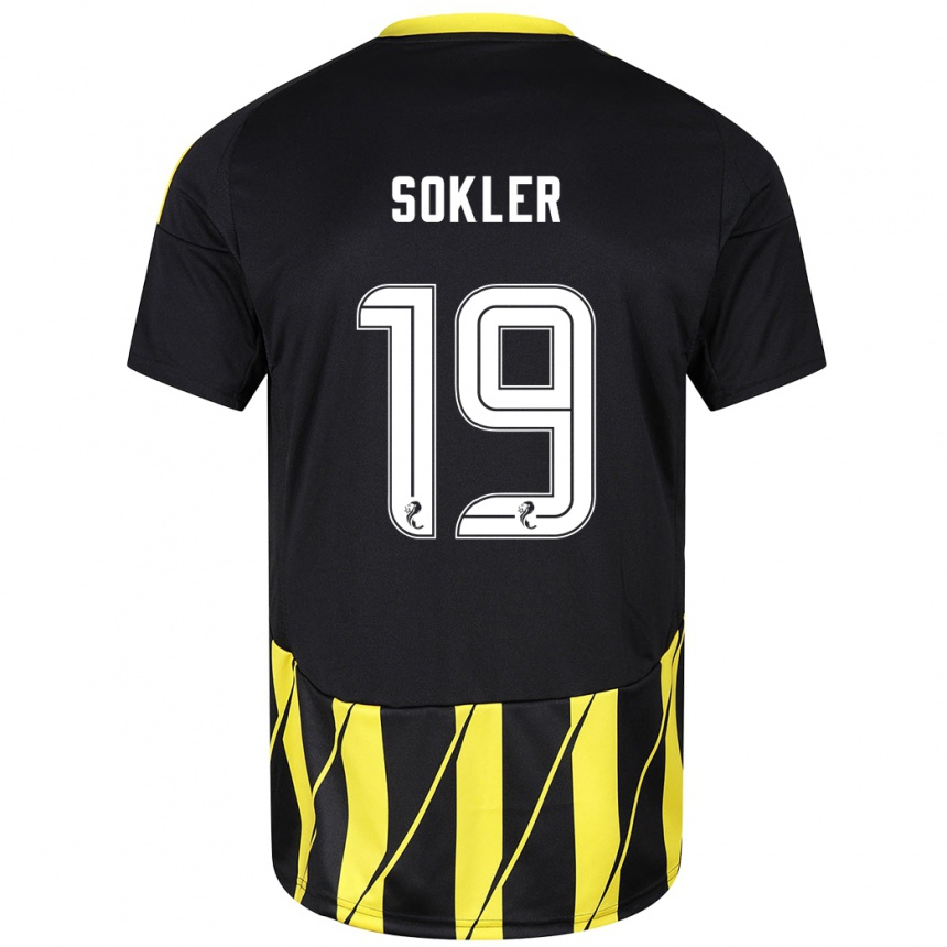 Kids Football Ester Sokler #19 Black Yellow Away Jersey 2024/25 T-Shirt