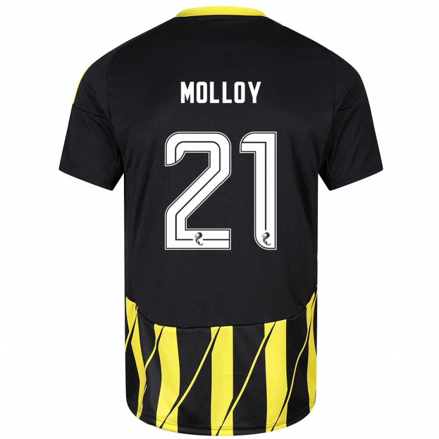 Kids Football Gavin Molloy #21 Black Yellow Away Jersey 2024/25 T-Shirt