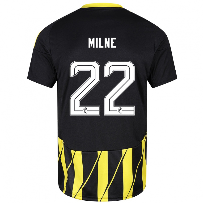 Kids Football Jack Milne #22 Black Yellow Away Jersey 2024/25 T-Shirt