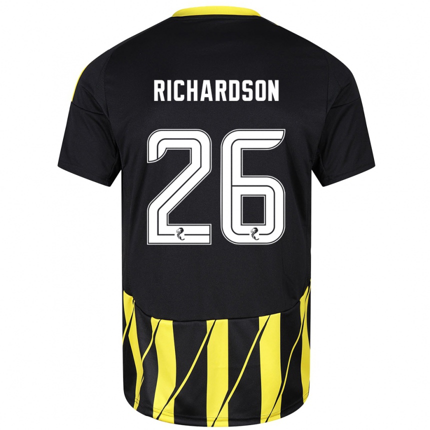 Kids Football Jayden Richardson #26 Black Yellow Away Jersey 2024/25 T-Shirt