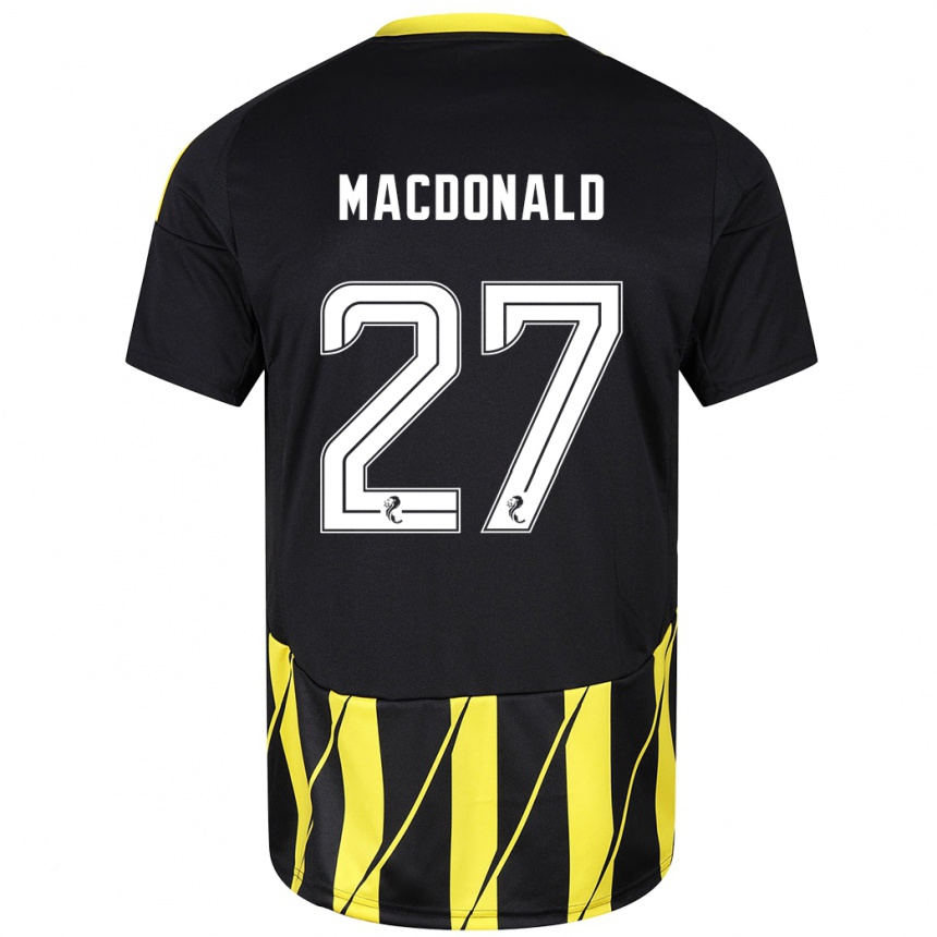 Kids Football Angus Macdonald #27 Black Yellow Away Jersey 2024/25 T-Shirt