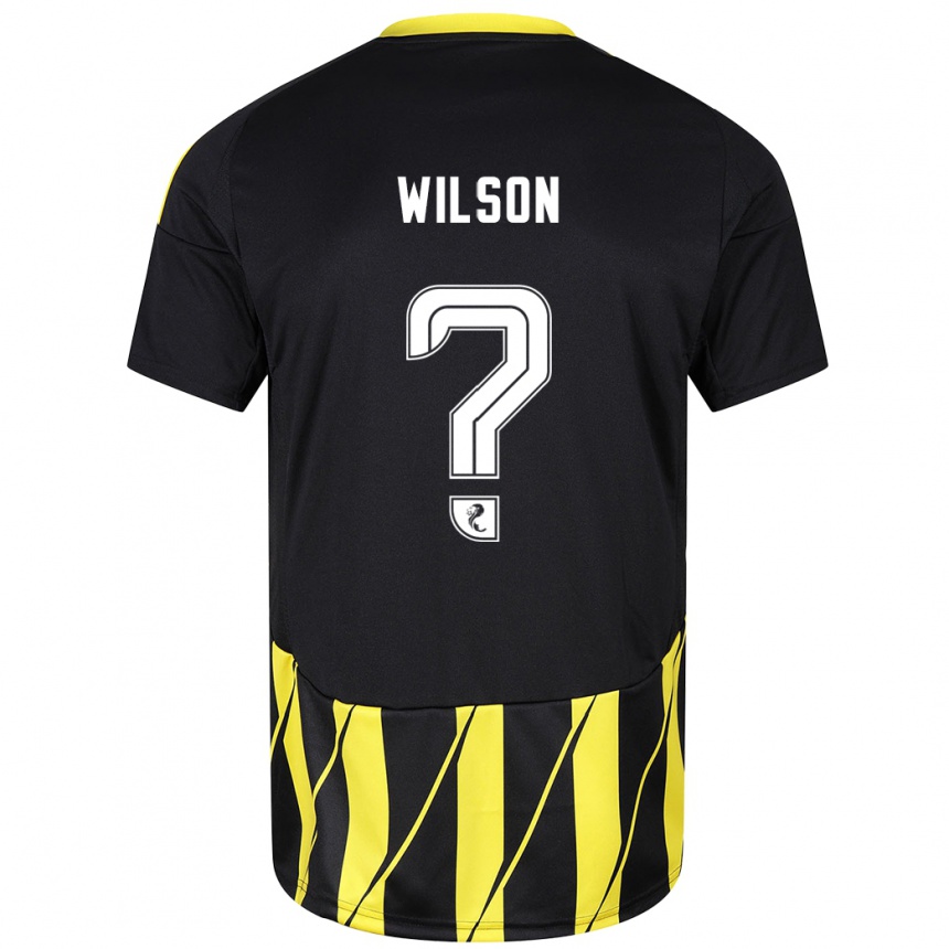 Kids Football Cameron Wilson #0 Black Yellow Away Jersey 2024/25 T-Shirt