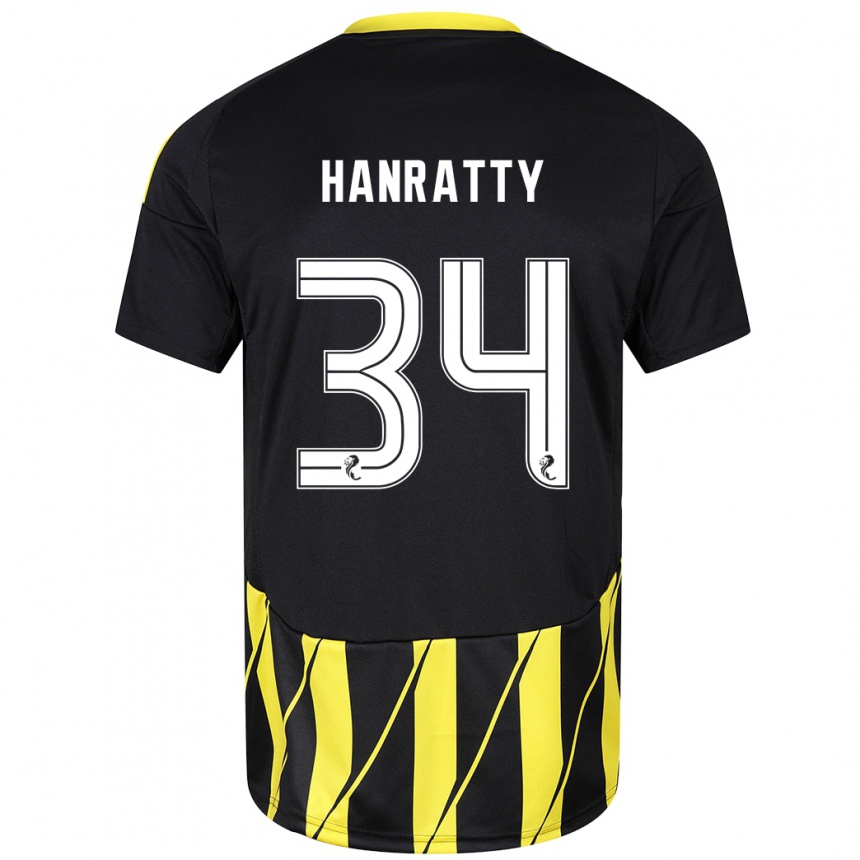 Kids Football Kevin Hanratty #34 Black Yellow Away Jersey 2024/25 T-Shirt