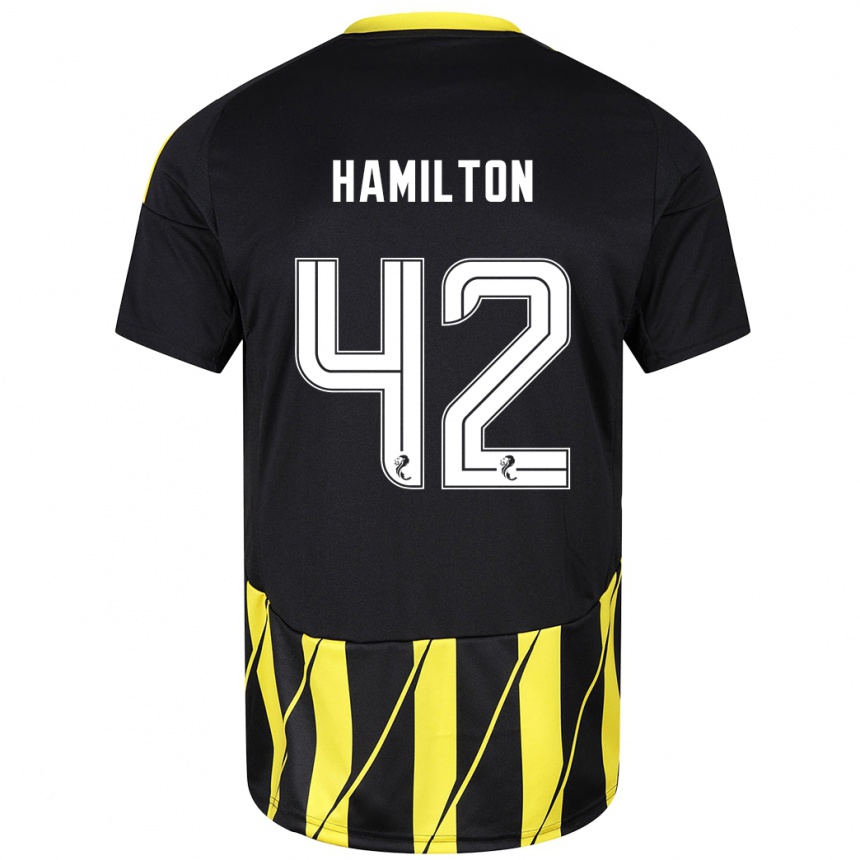 Kids Football Brendan Hamilton #42 Black Yellow Away Jersey 2024/25 T-Shirt