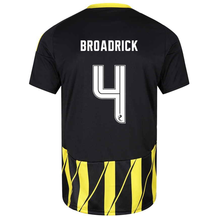 Kids Football Jessica Broadrick #4 Black Yellow Away Jersey 2024/25 T-Shirt