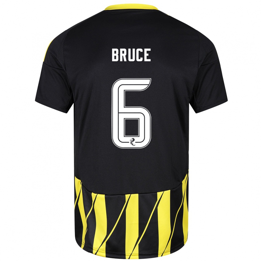 Kids Football Natasha Bruce #6 Black Yellow Away Jersey 2024/25 T-Shirt