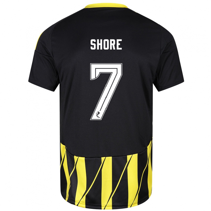 Kids Football Eilidh Shore #7 Black Yellow Away Jersey 2024/25 T-Shirt