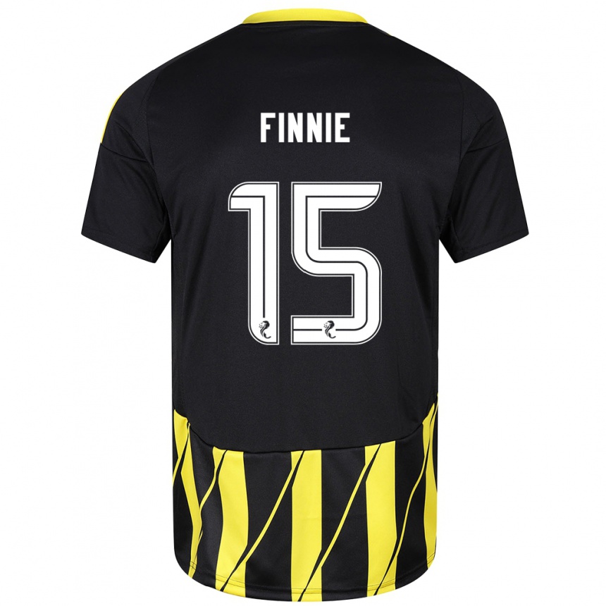 Kids Football Maddison Finnie #15 Black Yellow Away Jersey 2024/25 T-Shirt