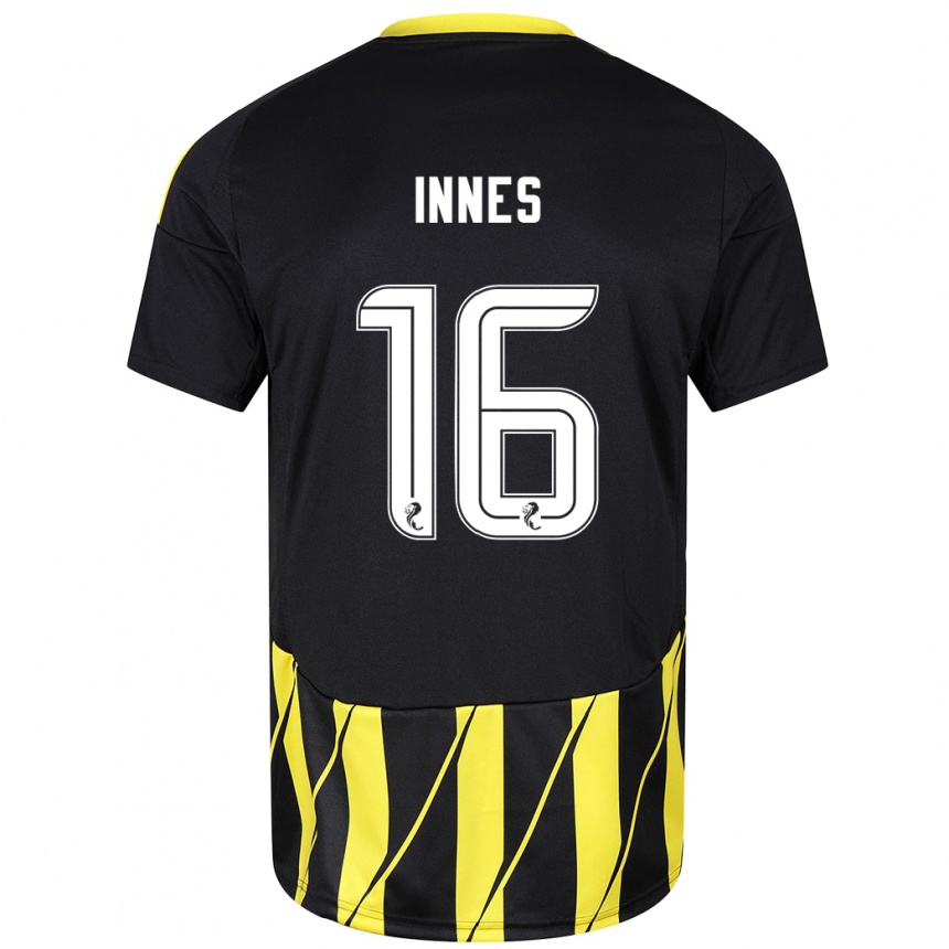 Kids Football Hannah Innes #16 Black Yellow Away Jersey 2024/25 T-Shirt